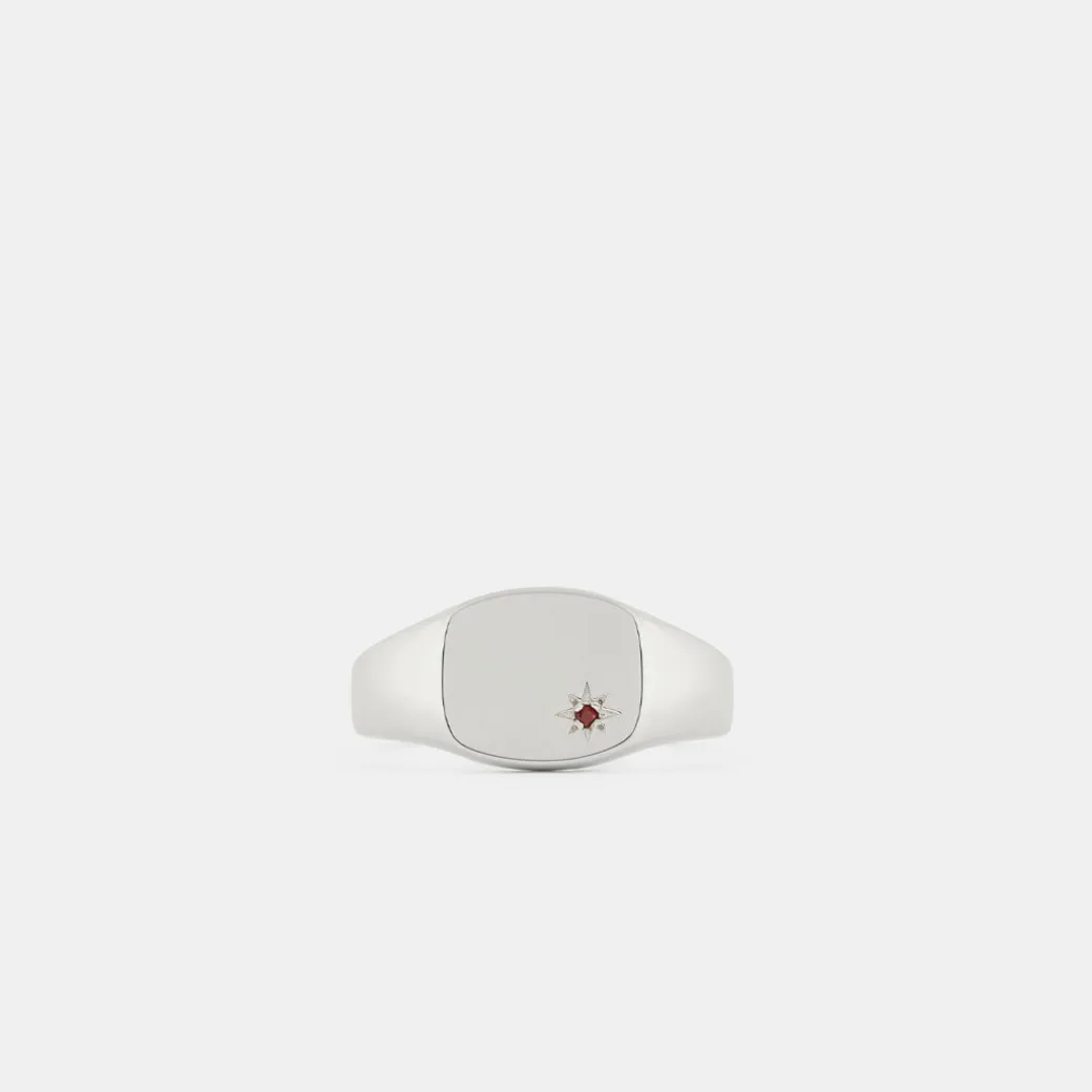 Silver Garnet Birthstone Ring