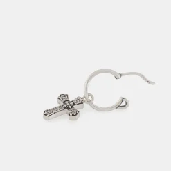 Silver Gothic Cross Earring