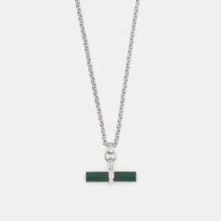 Silver Malachite T-Bar Necklace