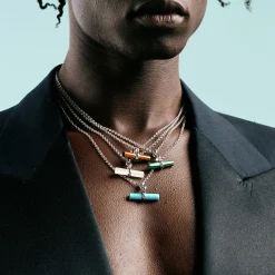 Silver Malachite T-Bar Necklace