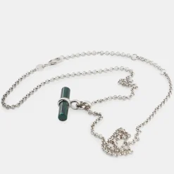 Silver Malachite T-Bar Necklace