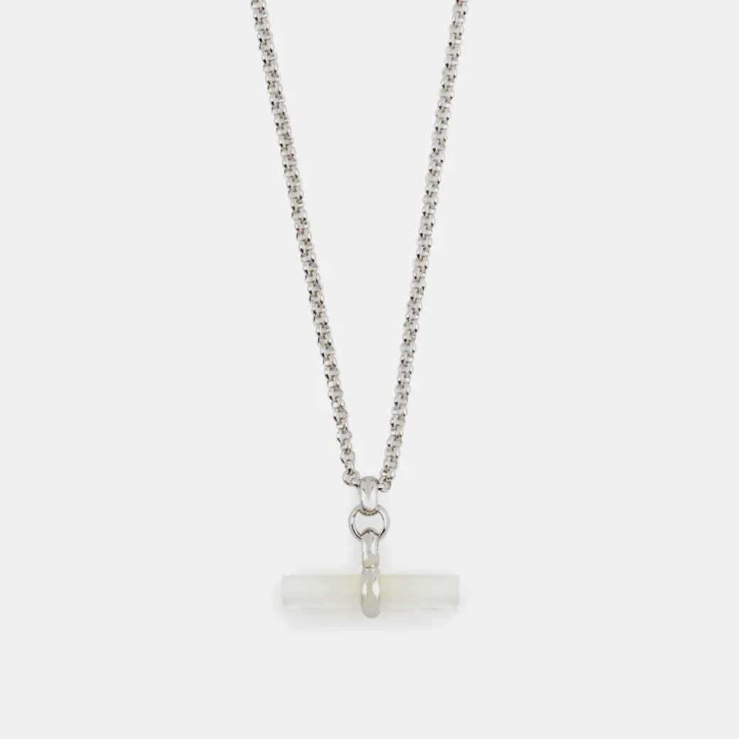 Silver Mother of Pearl T-Bar Necklace