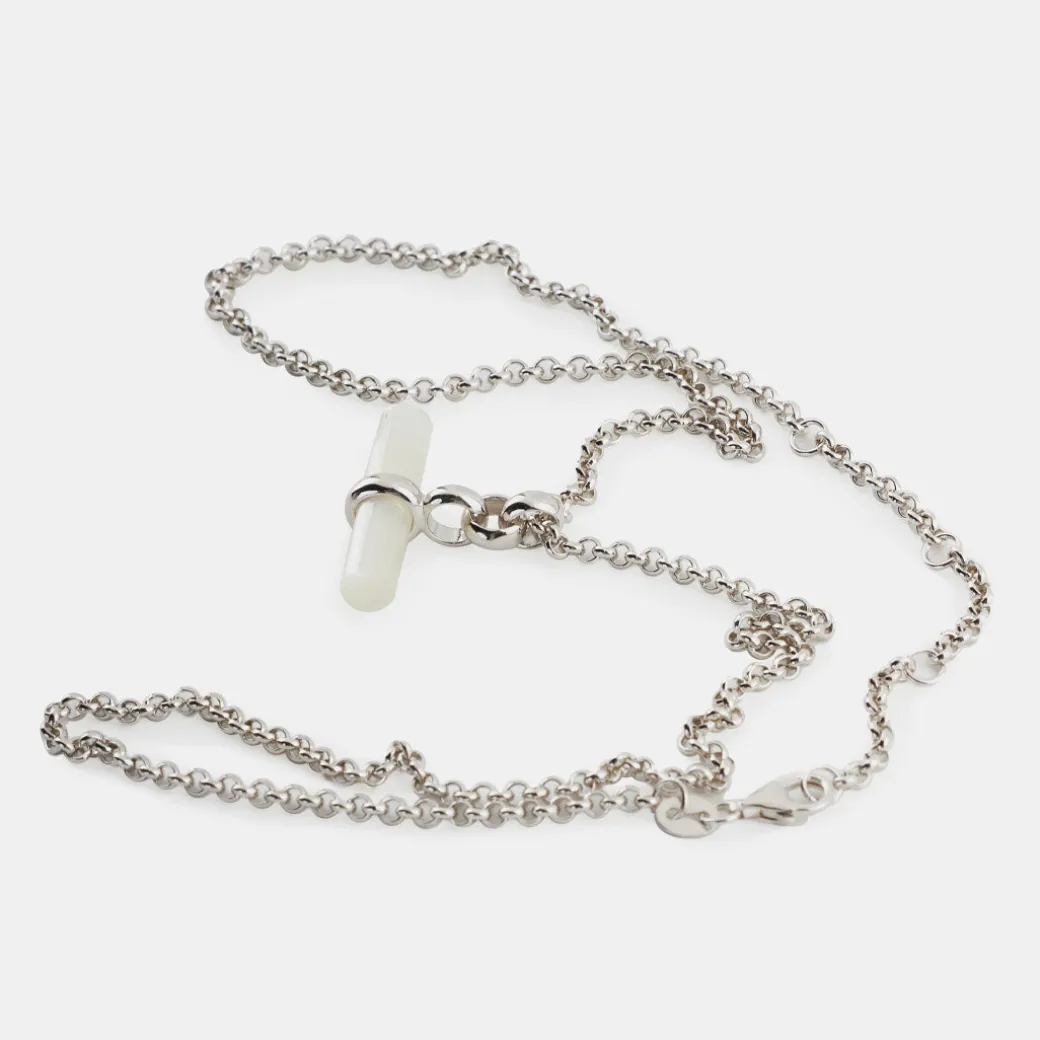 Silver Mother of Pearl T-Bar Necklace