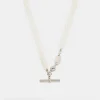 Silver Pearl T-Bar Necklace
