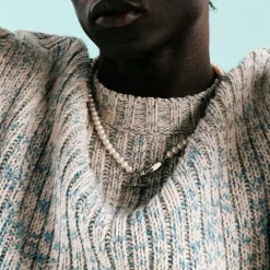 Silver Pearl T-Bar Necklace