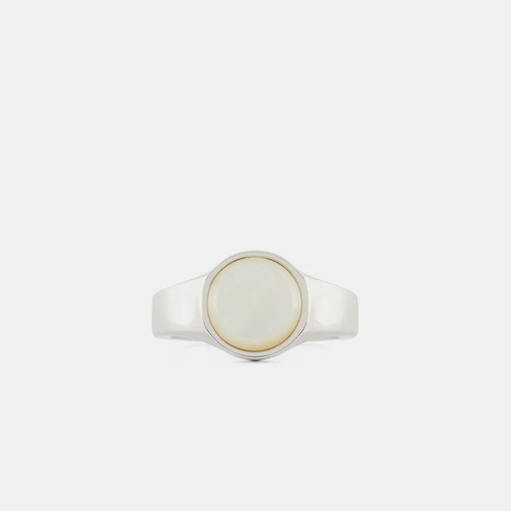 Silver Round Mother Of Pearl Ring
