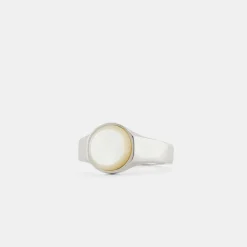 Silver Round Mother Of Pearl Ring