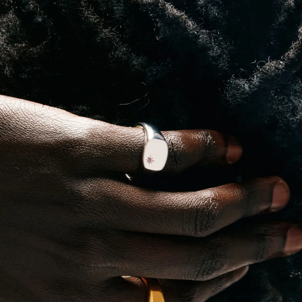 Silver Ruby Birthstone Ring