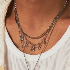 Silver Serge Alphabet Gem Necklace