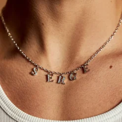 Silver Serge Alphabet Gem Necklace