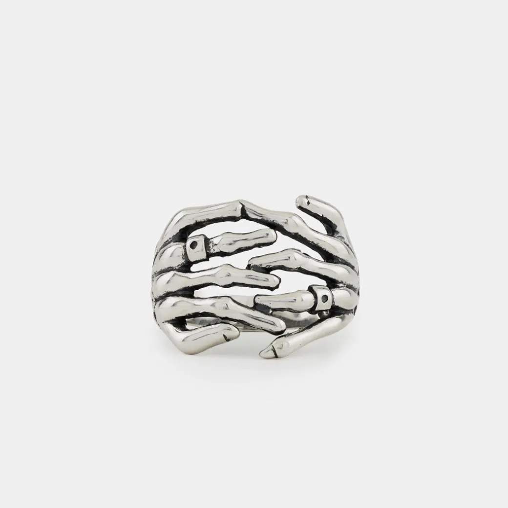 Silver Skeleton Hands Ring