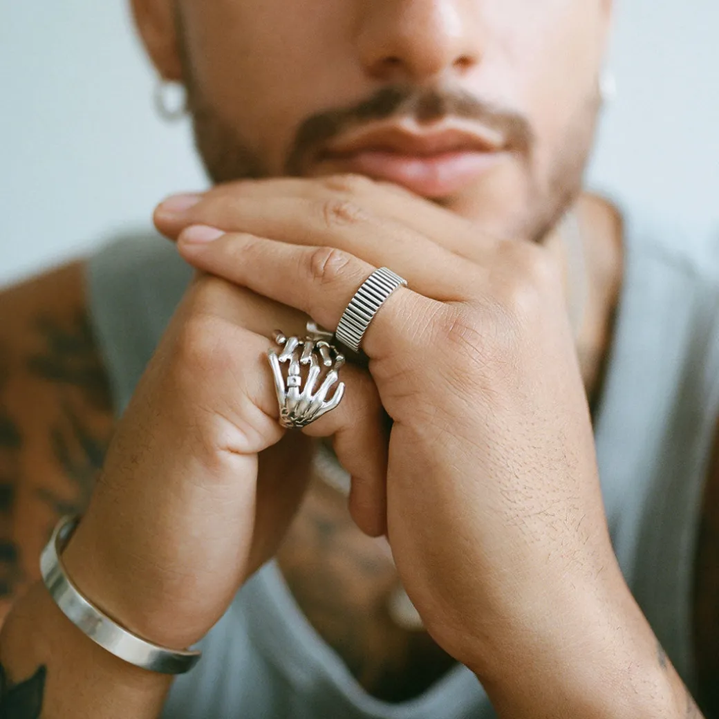 Silver Skeleton Hands Ring