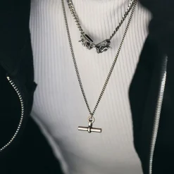 Silver T Bar Necklace