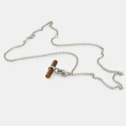 Silver Tigers Eye T-Bar Necklace