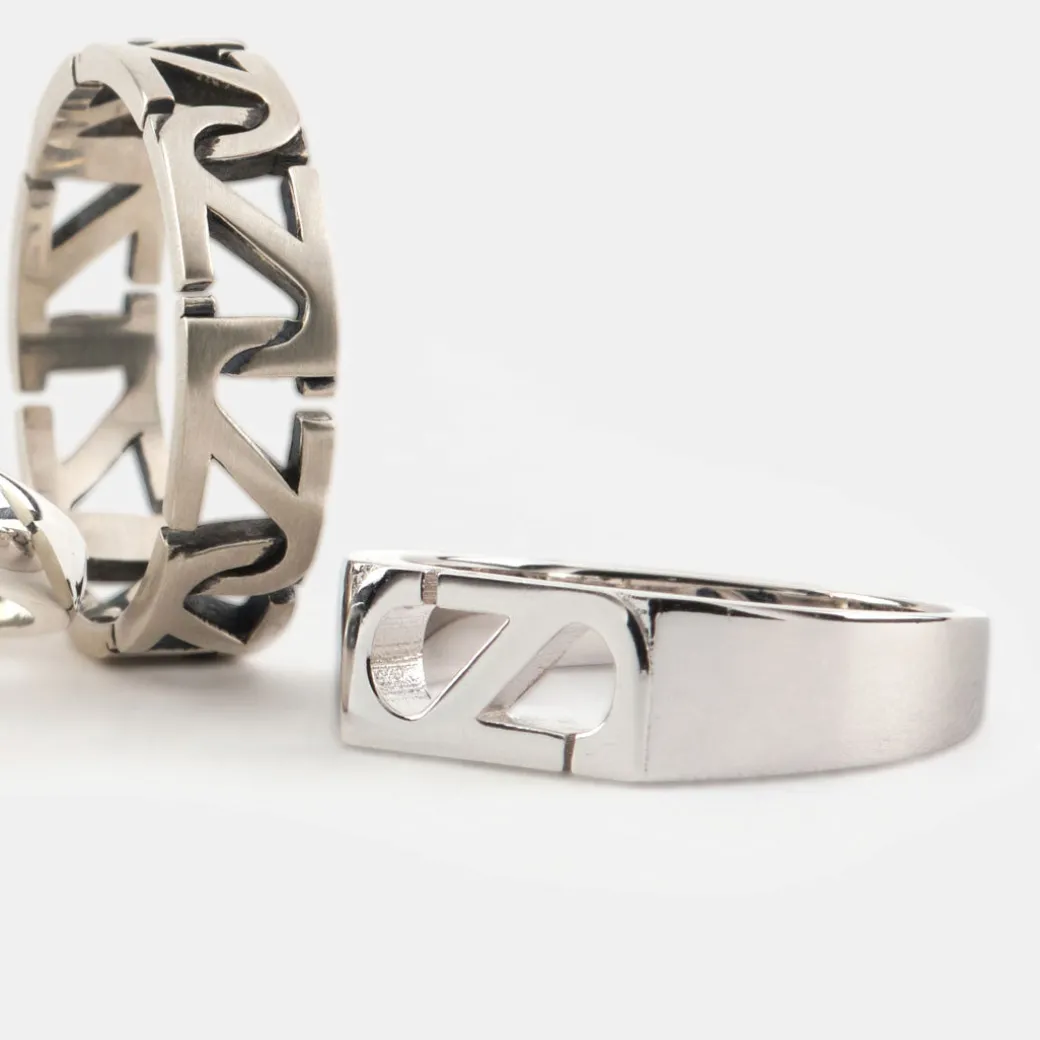 Silver Trademark Rectangle Ring