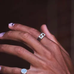 Silver Trademark Rectangle Ring