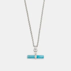 Silver Turquoise T-Bar Necklace