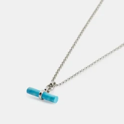 Silver Turquoise T-Bar Necklace