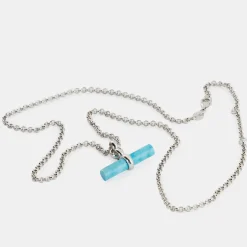 Silver Turquoise T-Bar Necklace