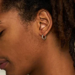 Silver Twist Hoop Earring