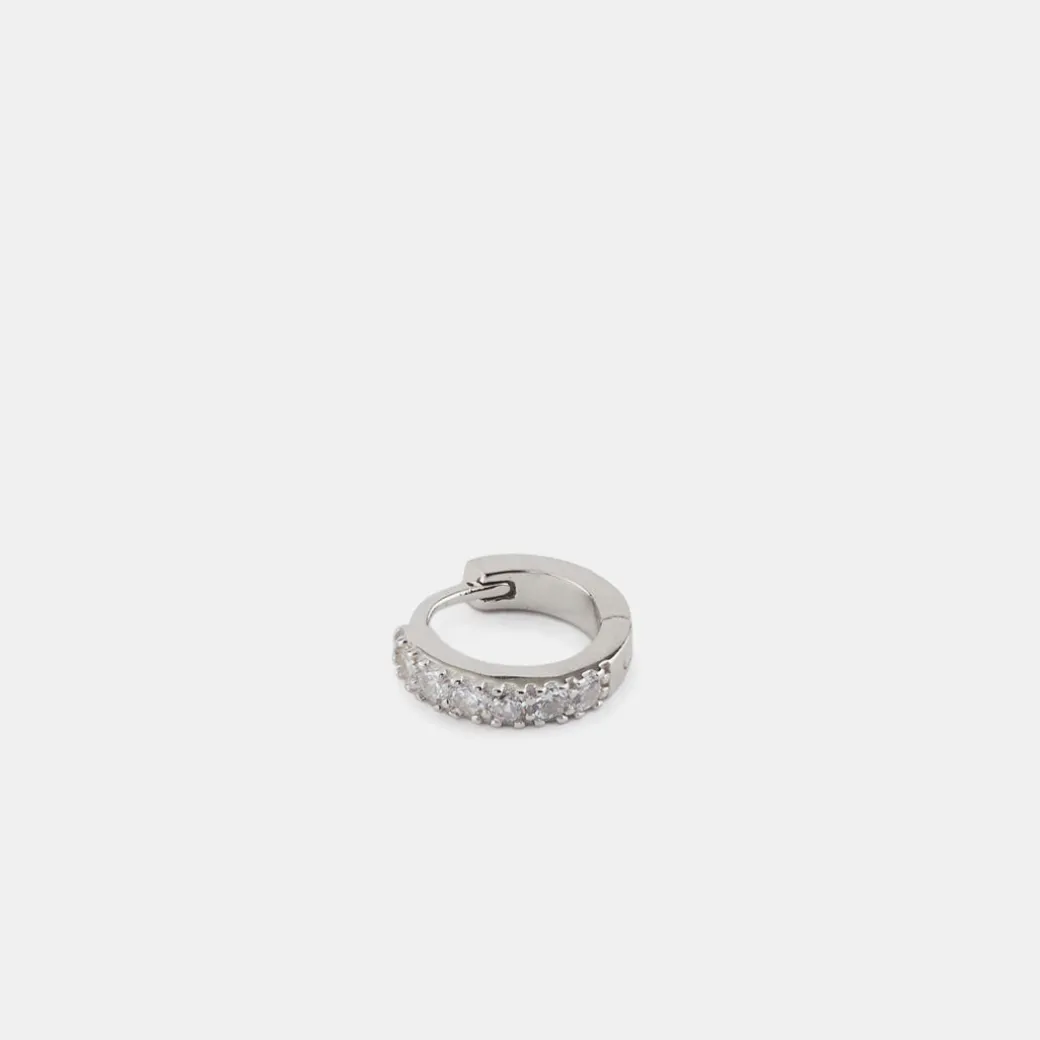 Silver Zirconia Hoop Earring