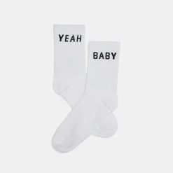White Yeah Baby Socks